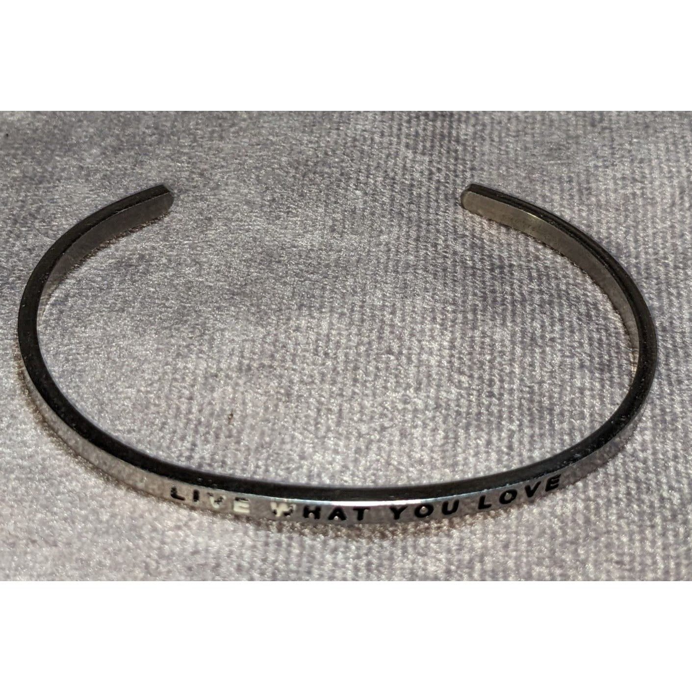 Boho Mantraband “Live What You Love” Silver Tone Inspirational Cuff Bracelet