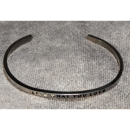 Boho Mantraband “Live What You Love” Silver Tone Inspirational Cuff Bracelet