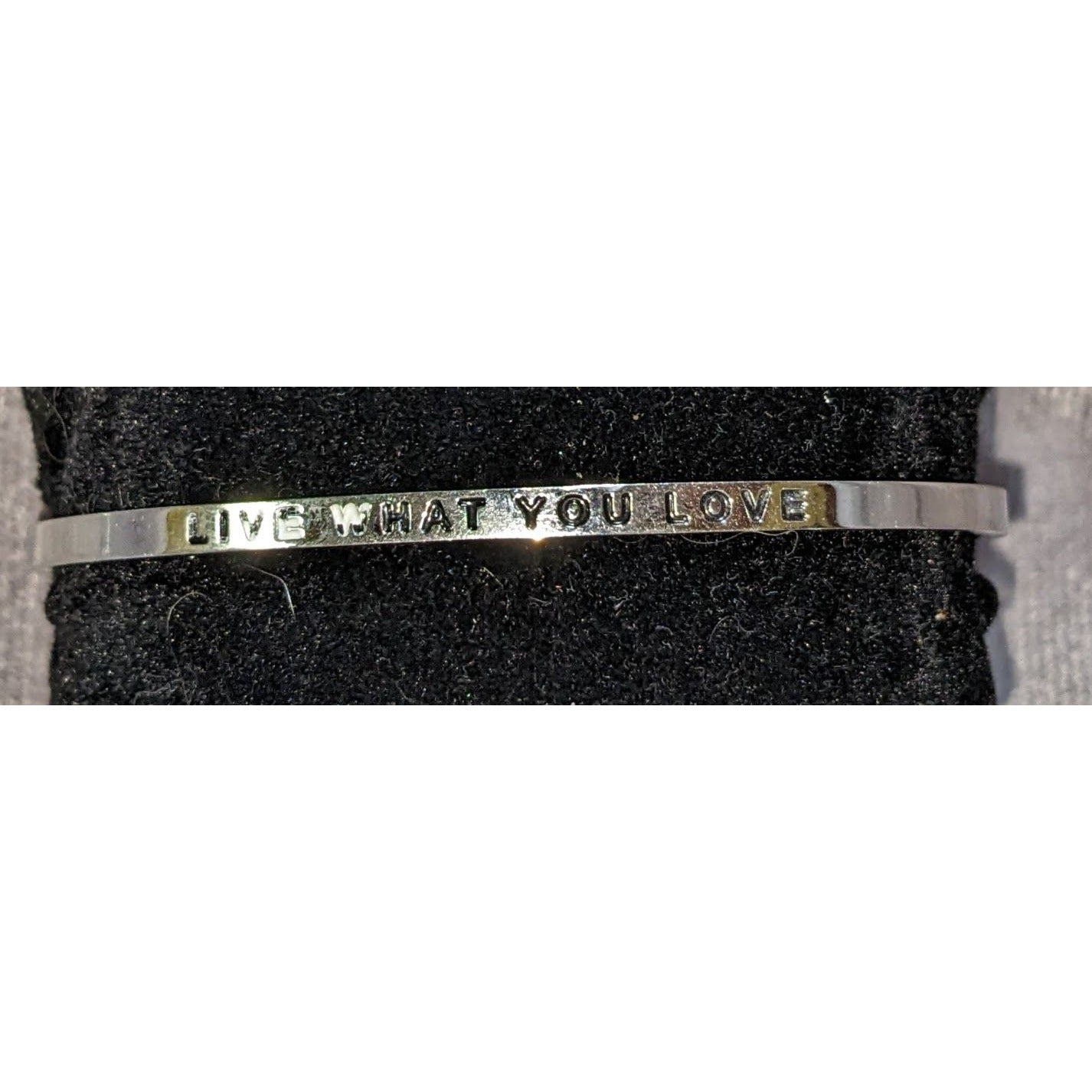 Boho Mantraband “Live What You Love” Silver Tone Inspirational Cuff Bracelet