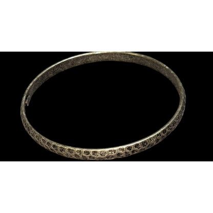 Boho Vintage Premier Designs Hammered Textured Silver Tone Bangle Bracelet