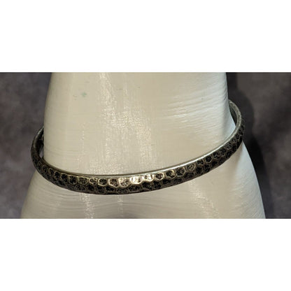 Boho Vintage Premier Designs Hammered Textured Silver Tone Bangle Bracelet