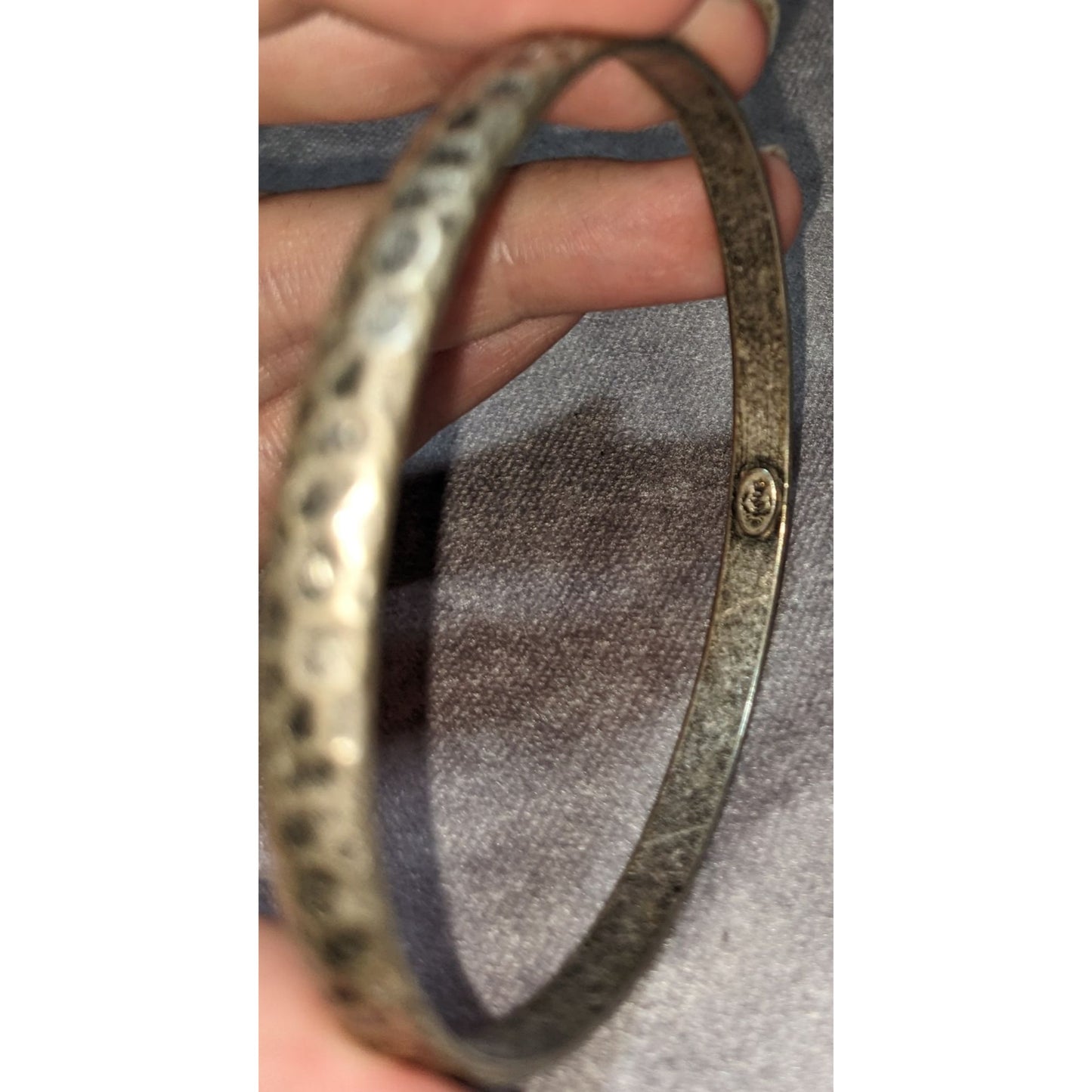 Boho Vintage Premier Designs Hammered Textured Silver Tone Bangle Bracelet