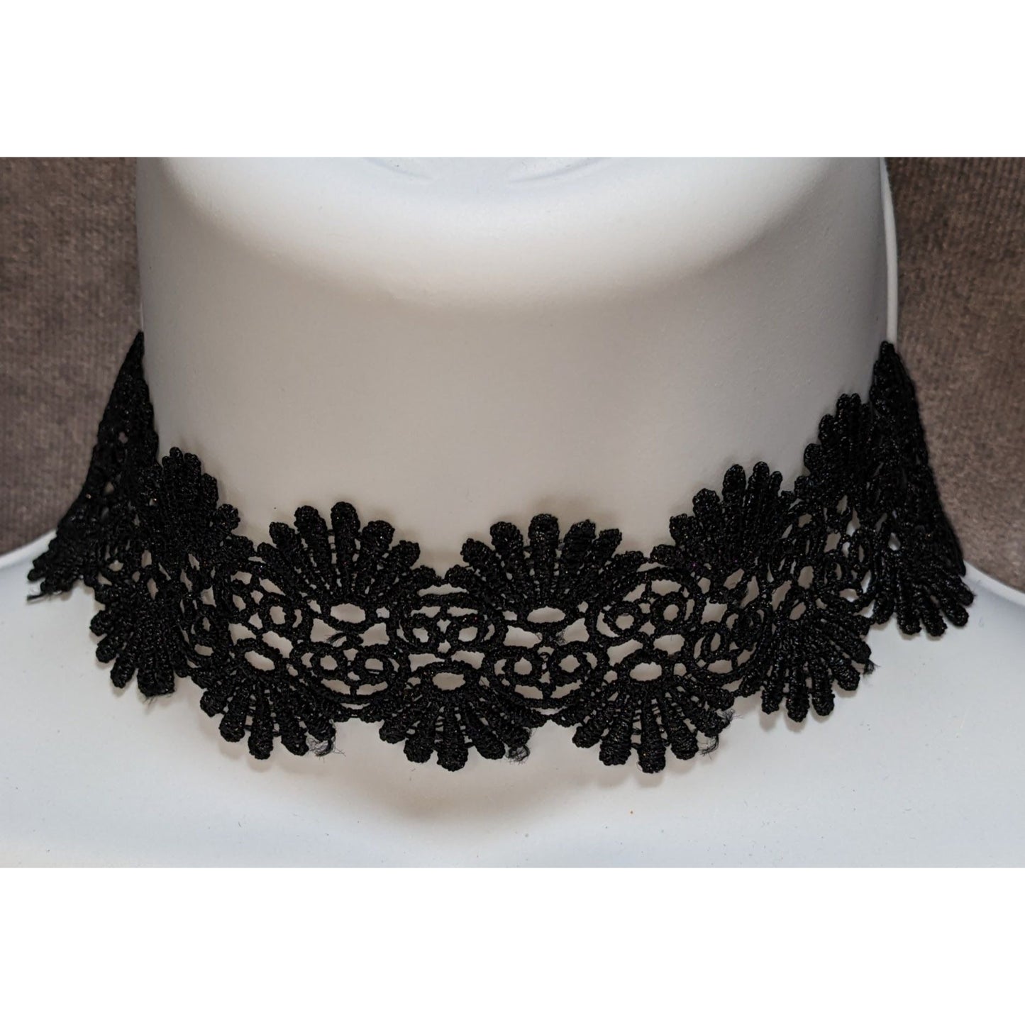 Black Floral Lace Choker Necklace Wide Gothic Victorian Dark Romantic Collar