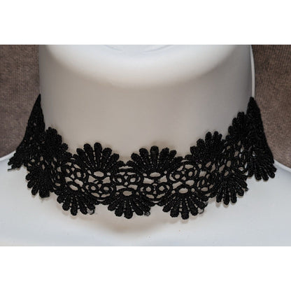 Black Floral Lace Choker Necklace Wide Gothic Victorian Dark Romantic Collar
