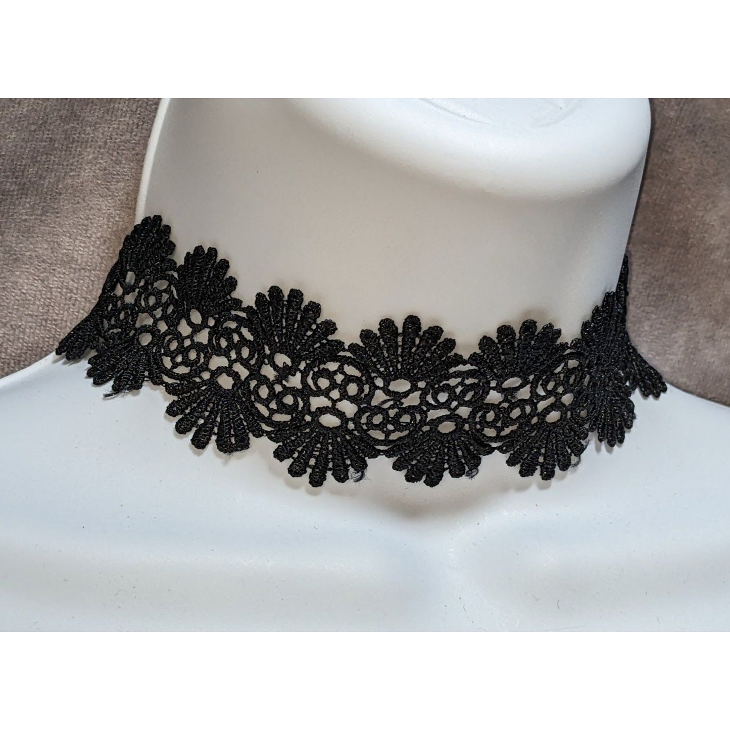 Black Floral Lace Choker Necklace Wide Gothic Victorian Dark Romantic Collar