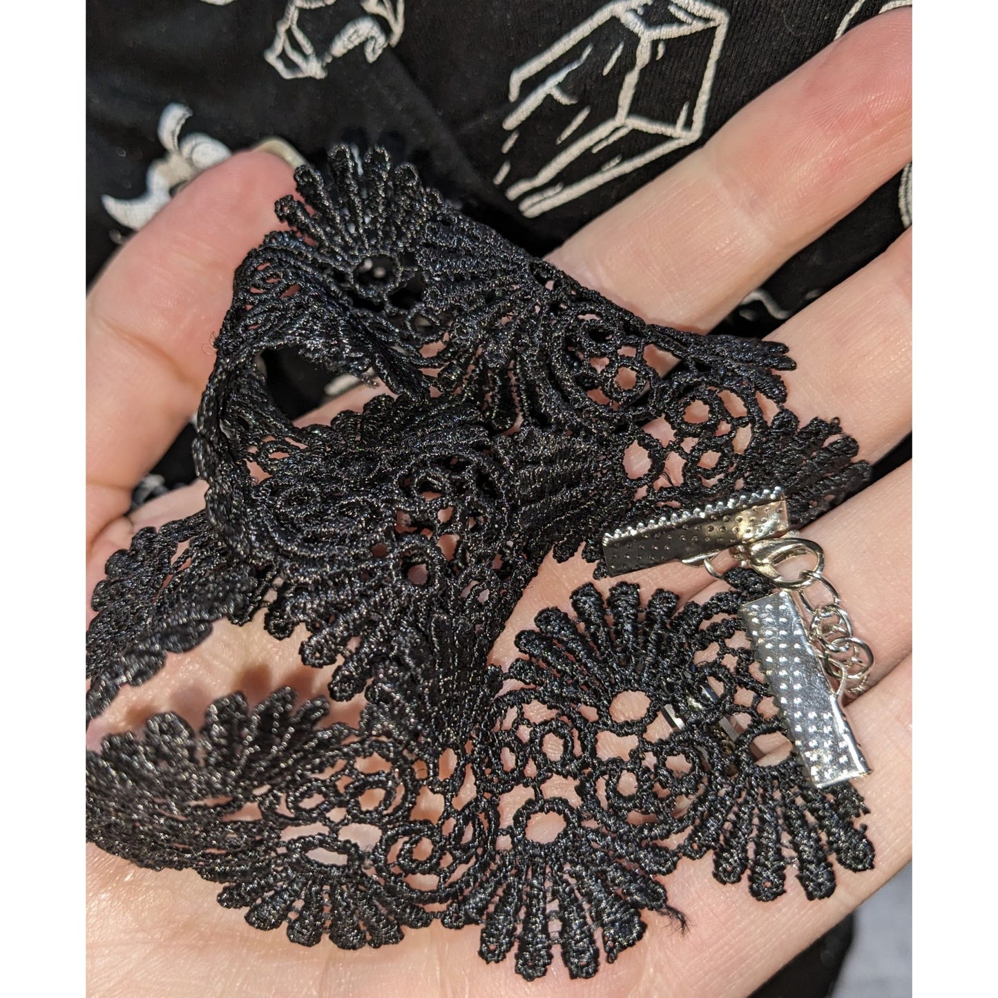 Black Floral Lace Choker Necklace Wide Gothic Victorian Dark Romantic Collar
