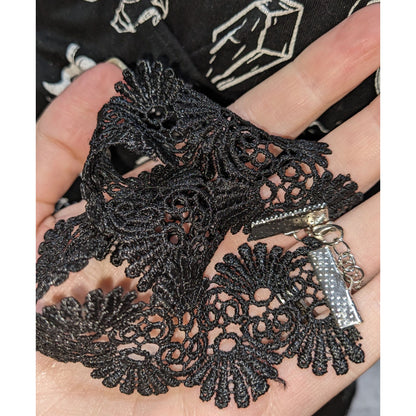 Black Floral Lace Choker Necklace Wide Gothic Victorian Dark Romantic Collar