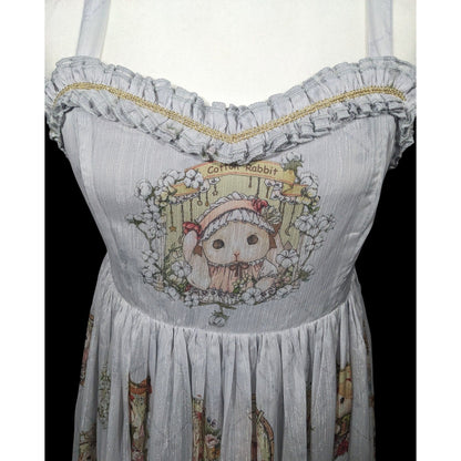 Vintage Whimsical Fantasy Cotton Rabbit Lolita Dress
