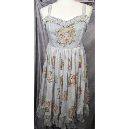 Vintage Whimsical Fantasy Cotton Rabbit Lolita Dress