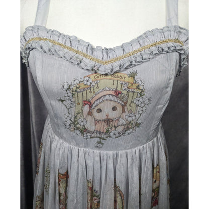 Vintage Whimsical Fantasy Cotton Rabbit Lolita Dress