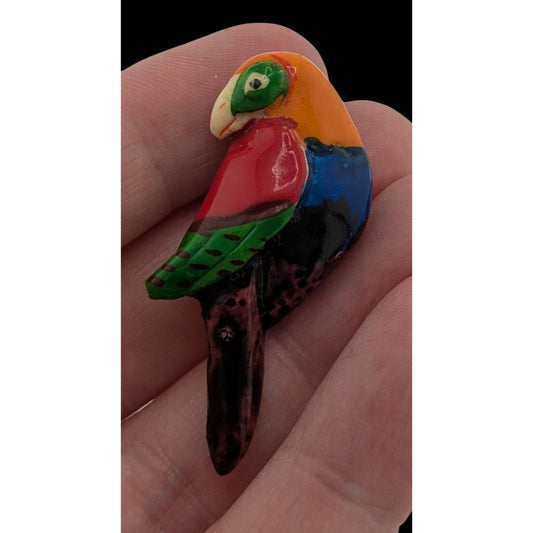 Vintage Rainbow Parrot Enamel Finished Brooch