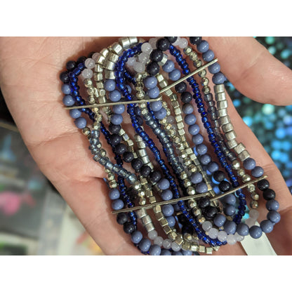 Blue And Silver Tone Multi Strand Bracelet