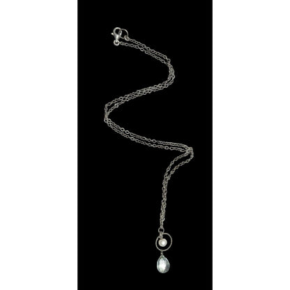 Minimalist Faux Pearl And Faceted Teardrop Crystal Glass Pendant Necklace
