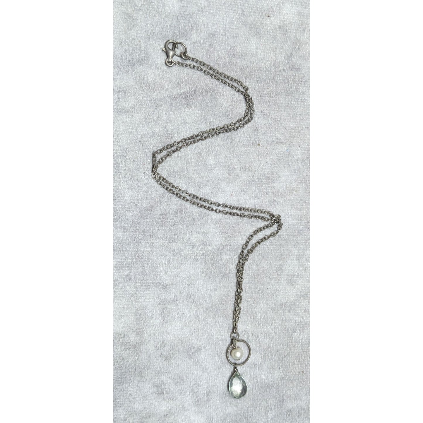 Minimalist Faux Pearl And Faceted Teardrop Crystal Glass Pendant Necklace