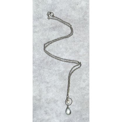 Minimalist Faux Pearl And Faceted Teardrop Crystal Glass Pendant Necklace