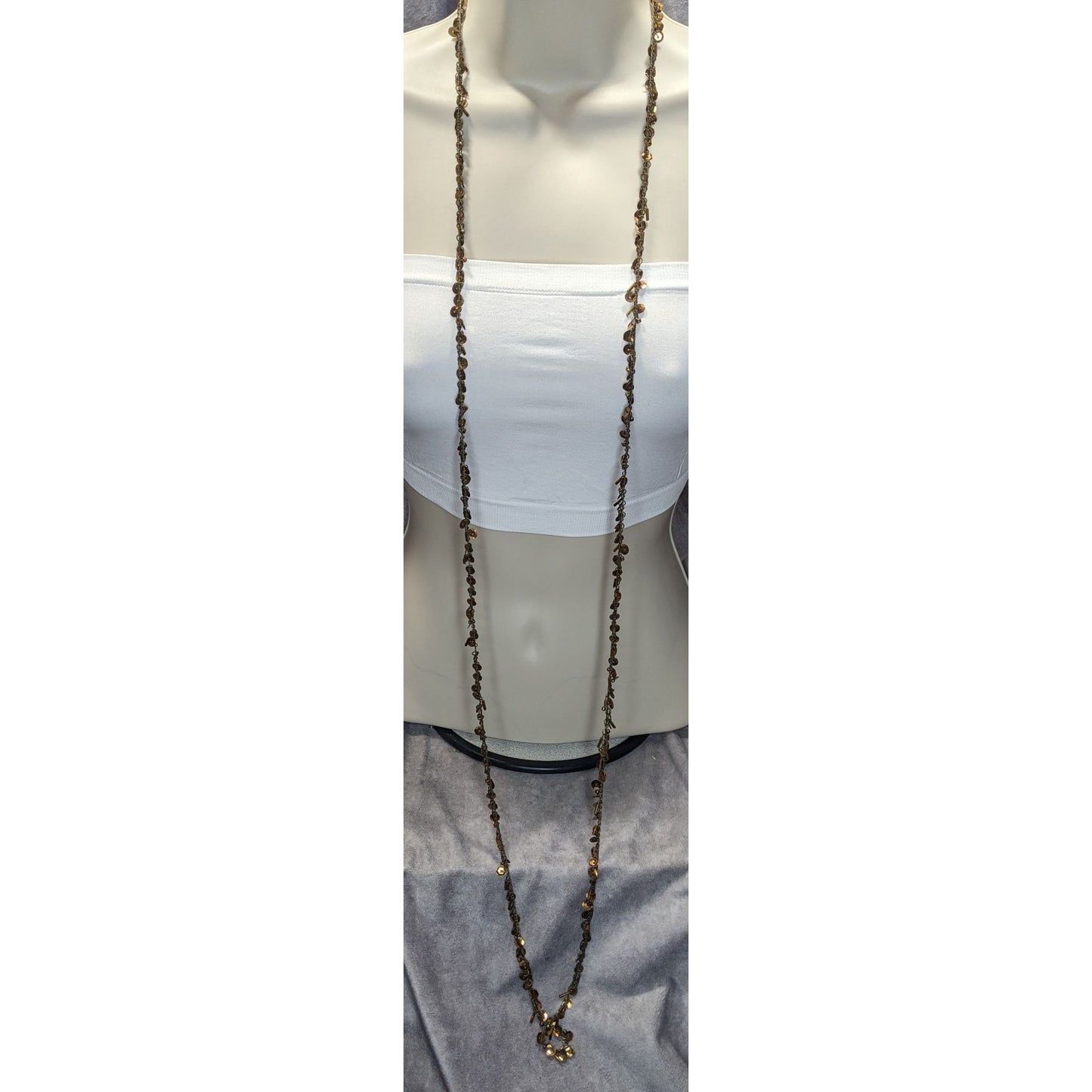 Vintage Bohemian Glam Long Sequin & Glass Beaded Chain Necklace