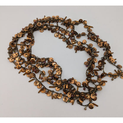 Vintage Bohemian Glam Long Sequin & Glass Beaded Chain Necklace