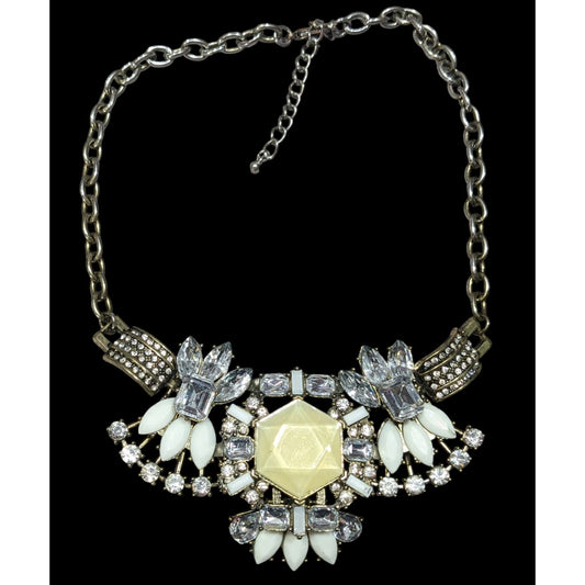 Art Deco Style Glam Glass And Acrylic Gemmed Articulated Statement Necklace