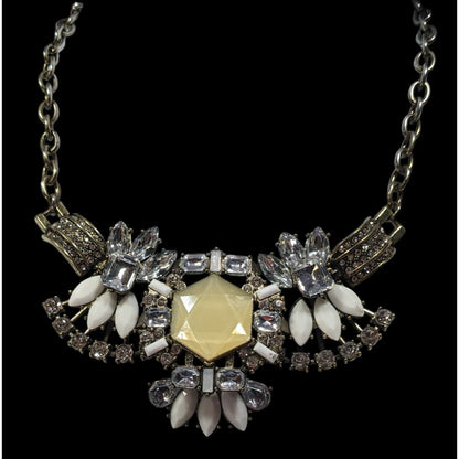 Art Deco Style Glam Glass And Acrylic Gemmed Articulated Statement Necklace