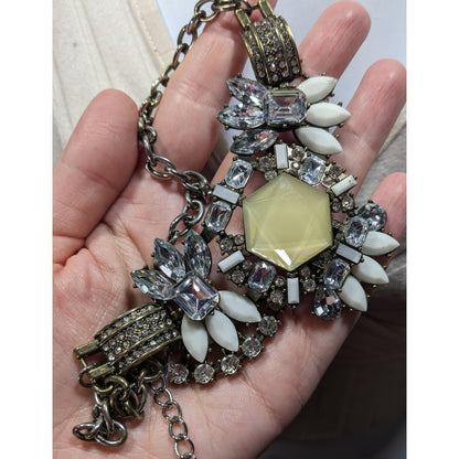 Art Deco Style Glam Glass And Acrylic Gemmed Articulated Statement Necklace
