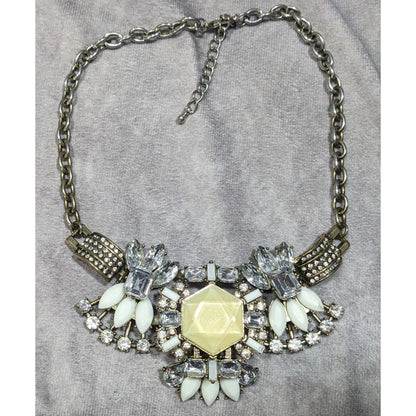 Art Deco Style Glam Glass And Acrylic Gemmed Articulated Statement Necklace