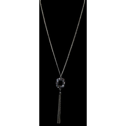 Brutalist Hammered Pendant Necklace With Tassel Accent