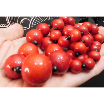 Rustic Black And Red Wood Beaded Necklace