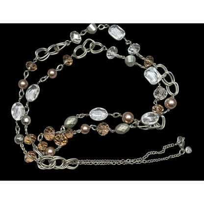 Loft Crystal And Faux Pearl Opera Necklace