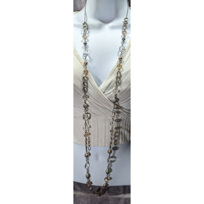 Loft Crystal And Faux Pearl Opera Necklace