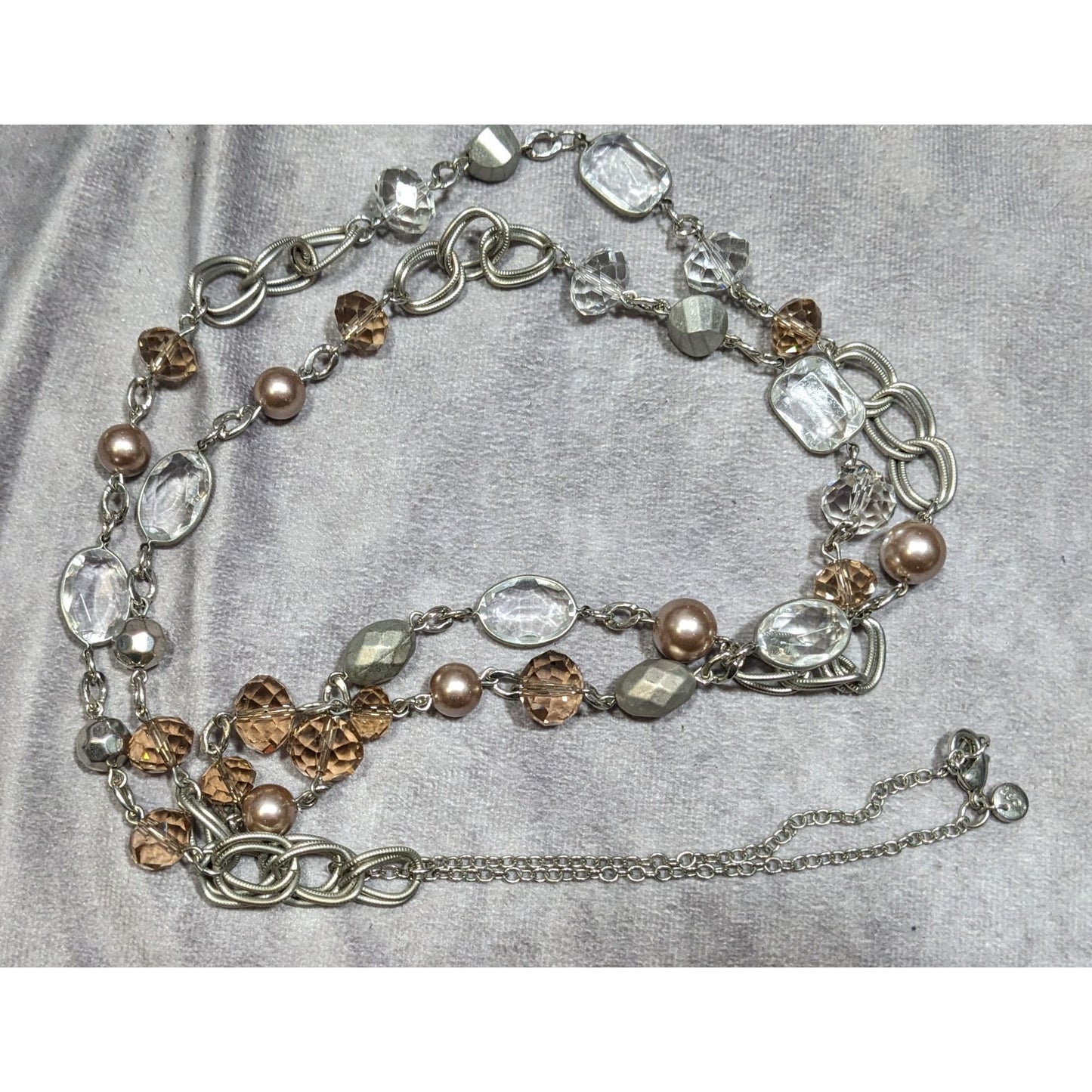 Loft Crystal And Faux Pearl Opera Necklace