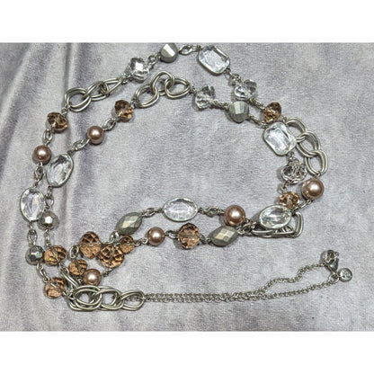 Loft Crystal And Faux Pearl Opera Necklace