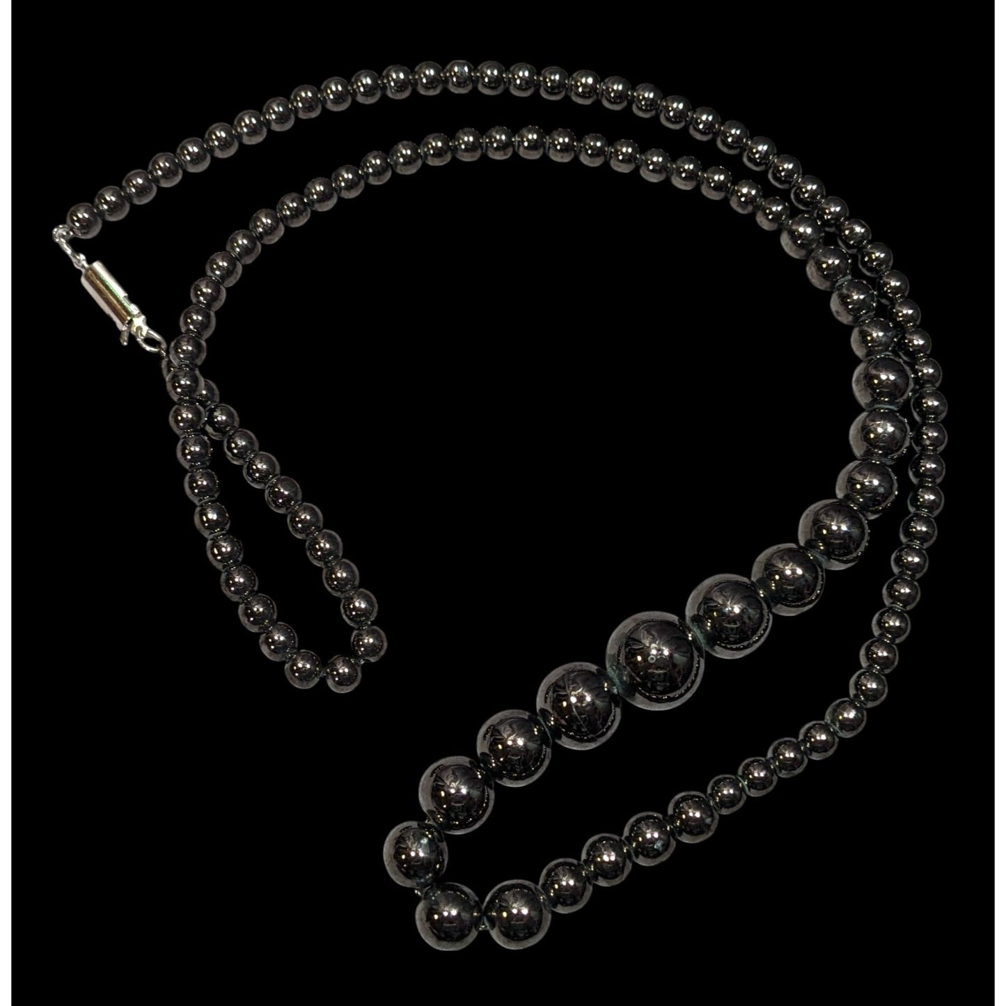 Elegant Faux Hematite Graduated Beaded Necklace