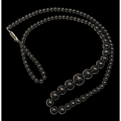 Elegant Faux Hematite Graduated Beaded Necklace