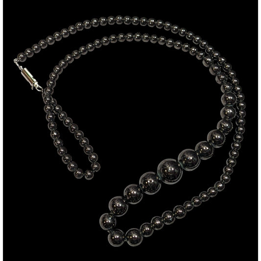 Elegant Faux Hematite Graduated Beaded Necklace