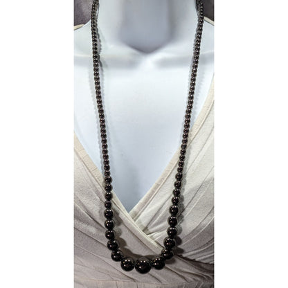 Elegant Faux Hematite Graduated Beaded Necklace