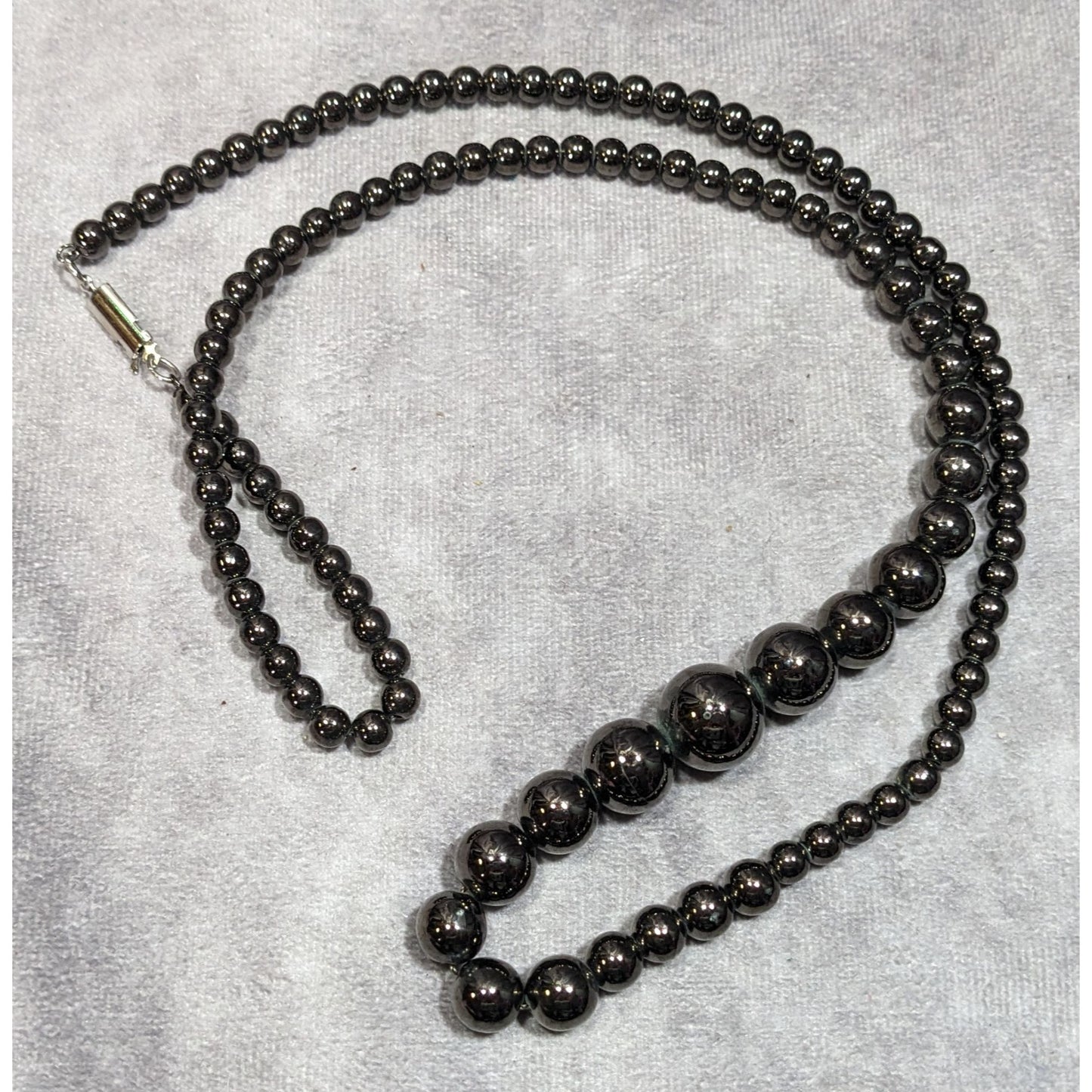 Elegant Faux Hematite Graduated Beaded Necklace