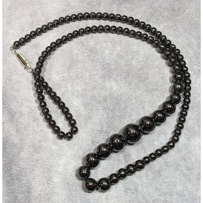 Elegant Faux Hematite Graduated Beaded Necklace