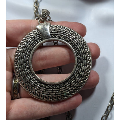 Unique Bohemian Open Circle Medallion Pendant Necklace