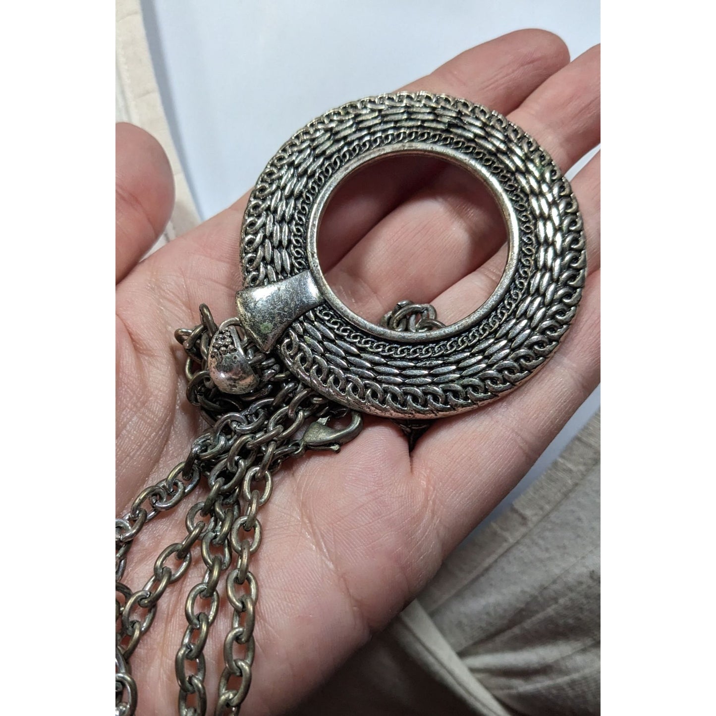 Unique Bohemian Open Circle Medallion Pendant Necklace