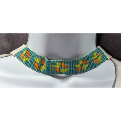 Handmade Glass Beaded Leather Tie On Necklace