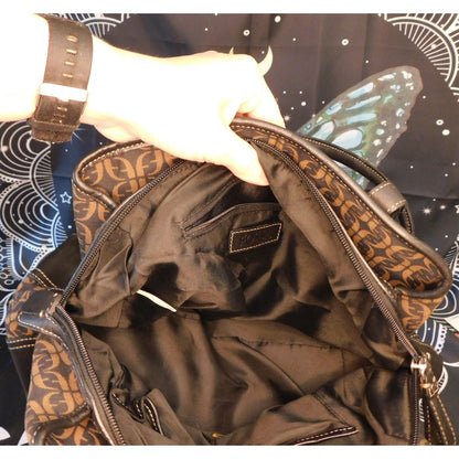 Fossil Black And Brown Monogram Shoulder Bag