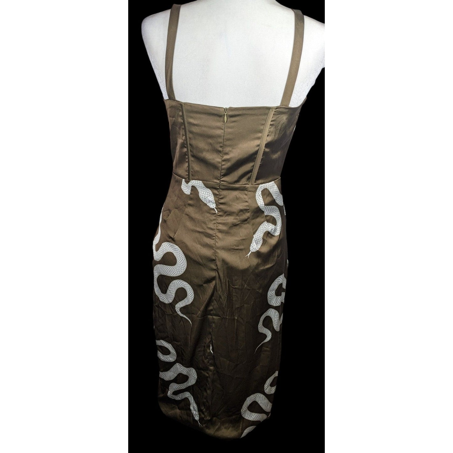 Averie Brown And White Snake Dress With Corset Bodice