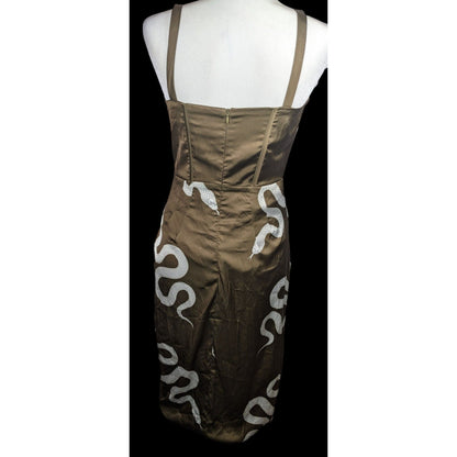 Averie Brown And White Snake Dress With Corset Bodice