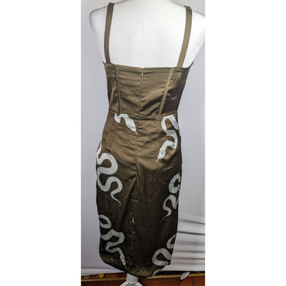 Averie Brown And White Snake Dress With Corset Bodice