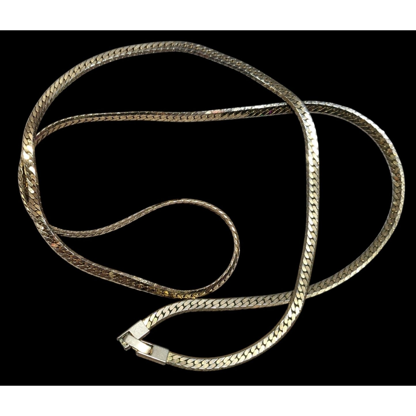 Vintage Herringbone Chain Necklace Silver/Gold Tone