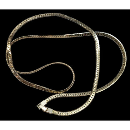 Vintage Herringbone Chain Necklace Silver/Gold Tone