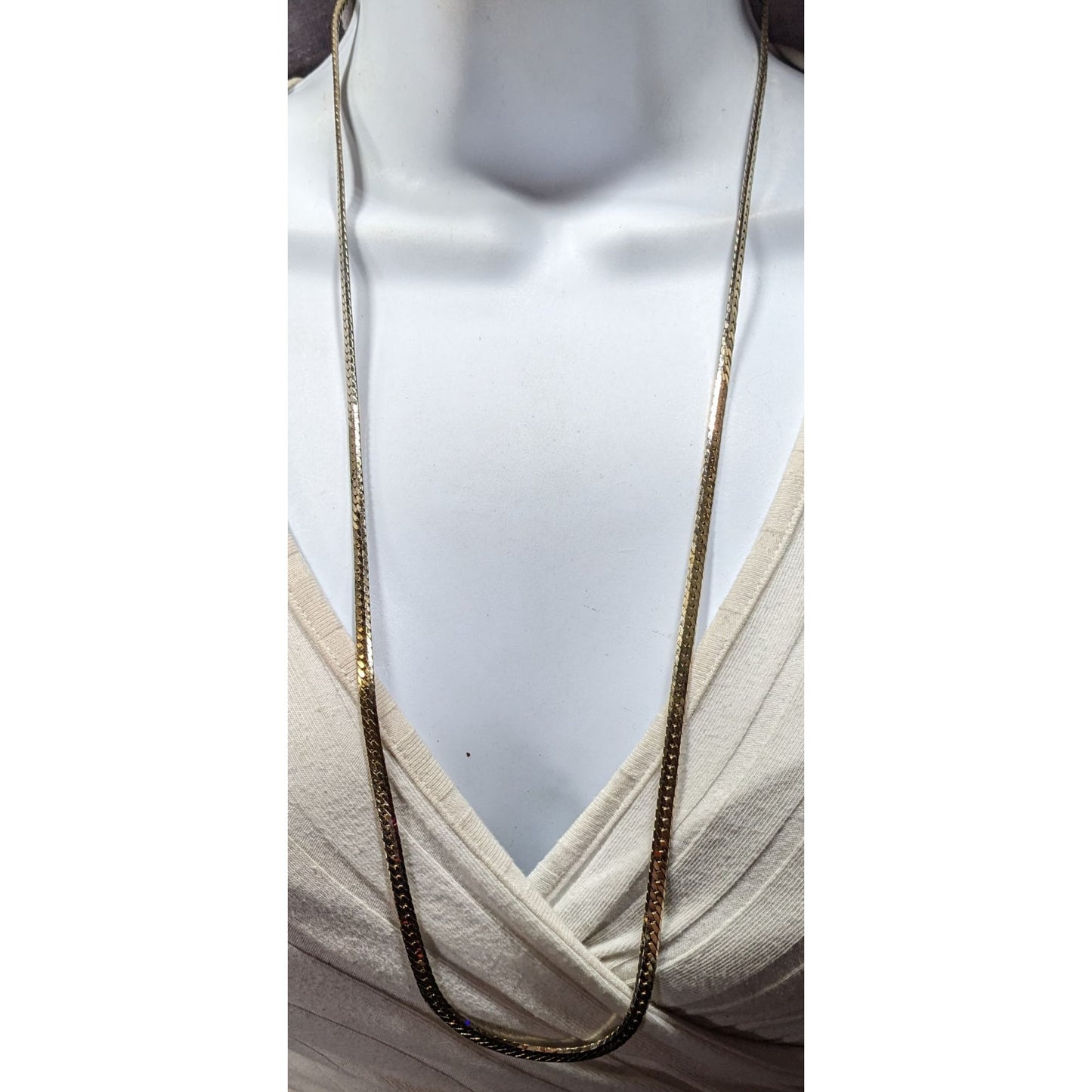 Vintage Herringbone Chain Necklace Silver/Gold Tone