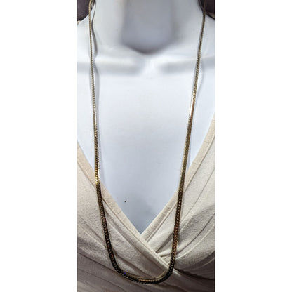 Vintage Herringbone Chain Necklace Silver/Gold Tone