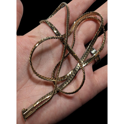 Vintage Herringbone Chain Necklace Silver/Gold Tone