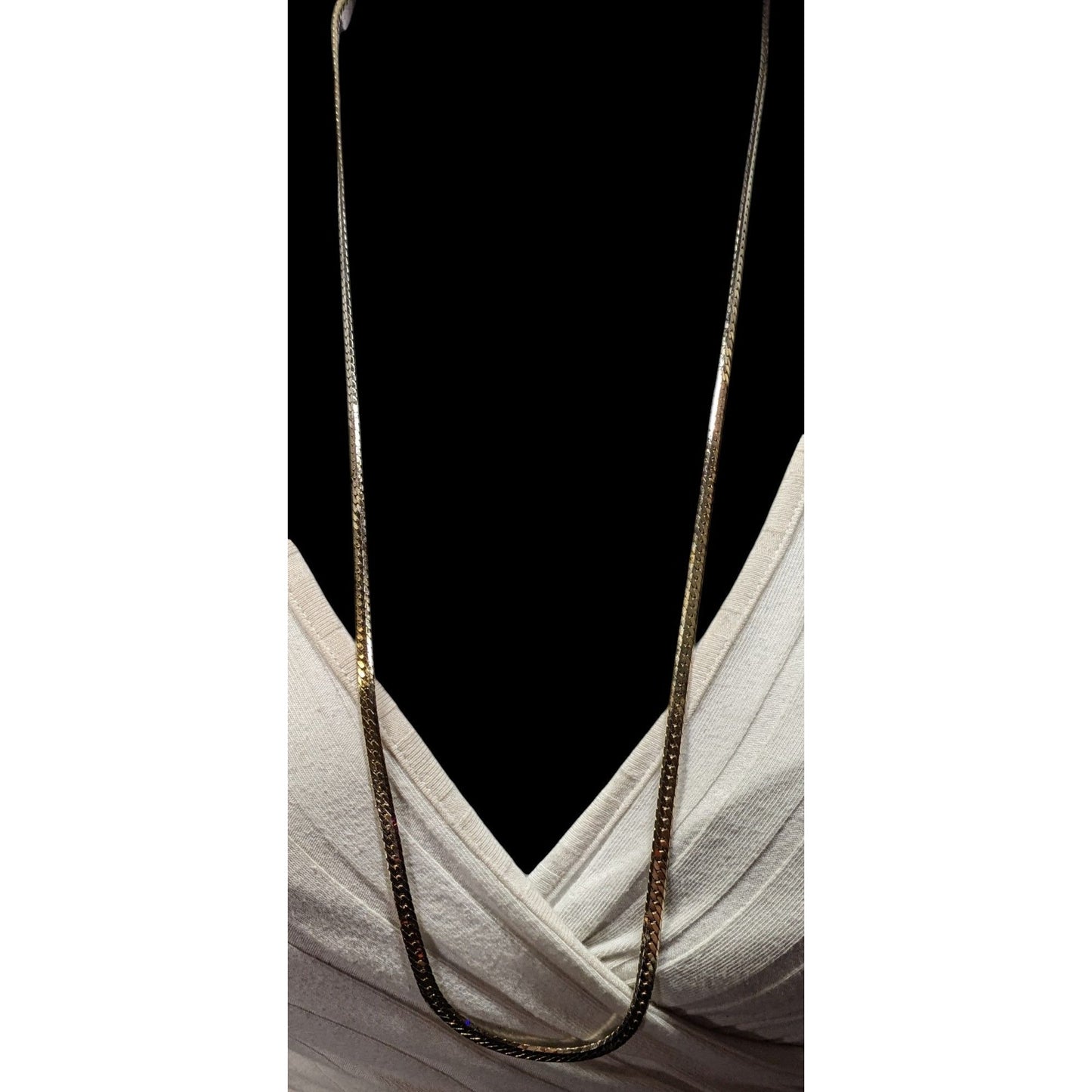 Vintage Herringbone Chain Necklace Silver/Gold Tone